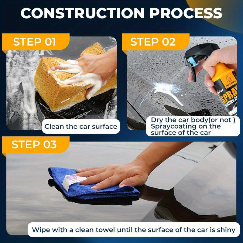 10.14oz NUAN Car Paint Coating & Restoration Solution Stain-Resistant Rainproof Multi-functional Cleaning and Coating Spray- Effectively Cleans Stains, Brightens Car Paint, Provides Quick Coating, and Offers Long-lasting Protection for Car Paint