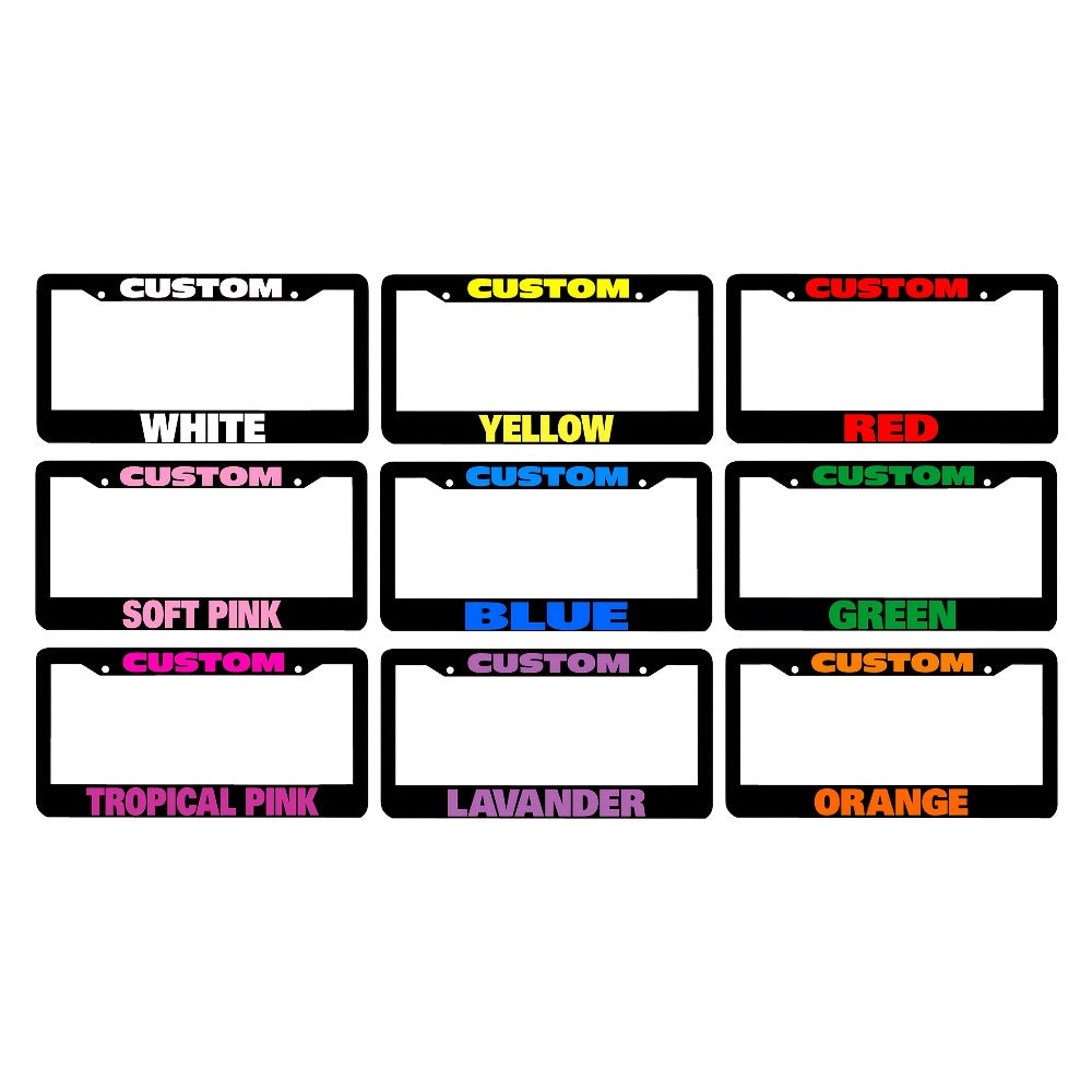 Custom License Plate Frame – 6 Font Styles, Heavy-Duty Weather-Resistant Car Tag Holder, Personalized Front & Rear License Plate Border Cover