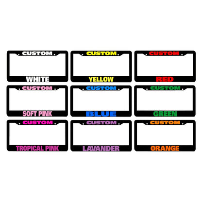 Custom License Plate Frame – 6 Font Styles, Heavy-Duty Weather-Resistant Car Tag Holder, Personalized Front & Rear License Plate Border Cover