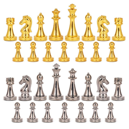 Luxury Metal Chess Set with Marble Board – Zinc Alloy Gunmetal & Gold Pieces Extra Queens 11.5" Elegant Chessboard Gift for Adults Beginners Home Office Decor