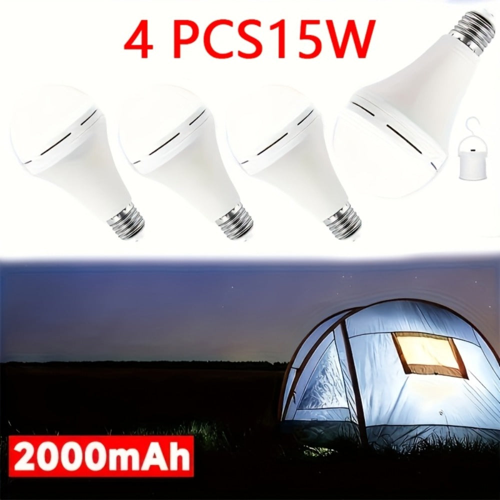Emergency Light Bulb for Power Outages 2000mAh Rechargeable LED 6000K with Backup Battery – Auto-On Failure Detection, Hangable Emergency Lighting for Home Camping Power Failure, 4 8 12 Pack