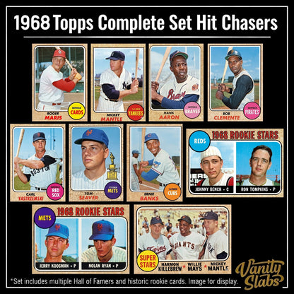 Vintage Baseball Card Mystery Slab 1968 Topps – 1 Random Authentic Card Encased | 598-Card Set Chase | Nolan Ryan RC Possible | Mickey Mantle, Hank Aaron & More | Collector Gift Box