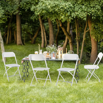 Commercial Folding Chairs Stackable – 350lb Heavy Duty Steel Frame, Weather Resistant Plastic, Indoor & Outdoor Event Seating – White or Black, 4 to 20 Pack for Weddings & Parties