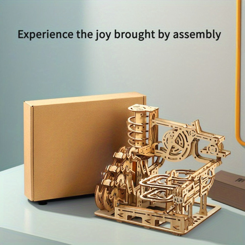 Wooden Ball Track Puzzle Model Kit – STEM Engineering Building Set for Adults & Teens, Kinetic Marble Run Expansion Sets A & B, Brain Teaser DIY Craft, Unique Birthday Gift for Men Women
