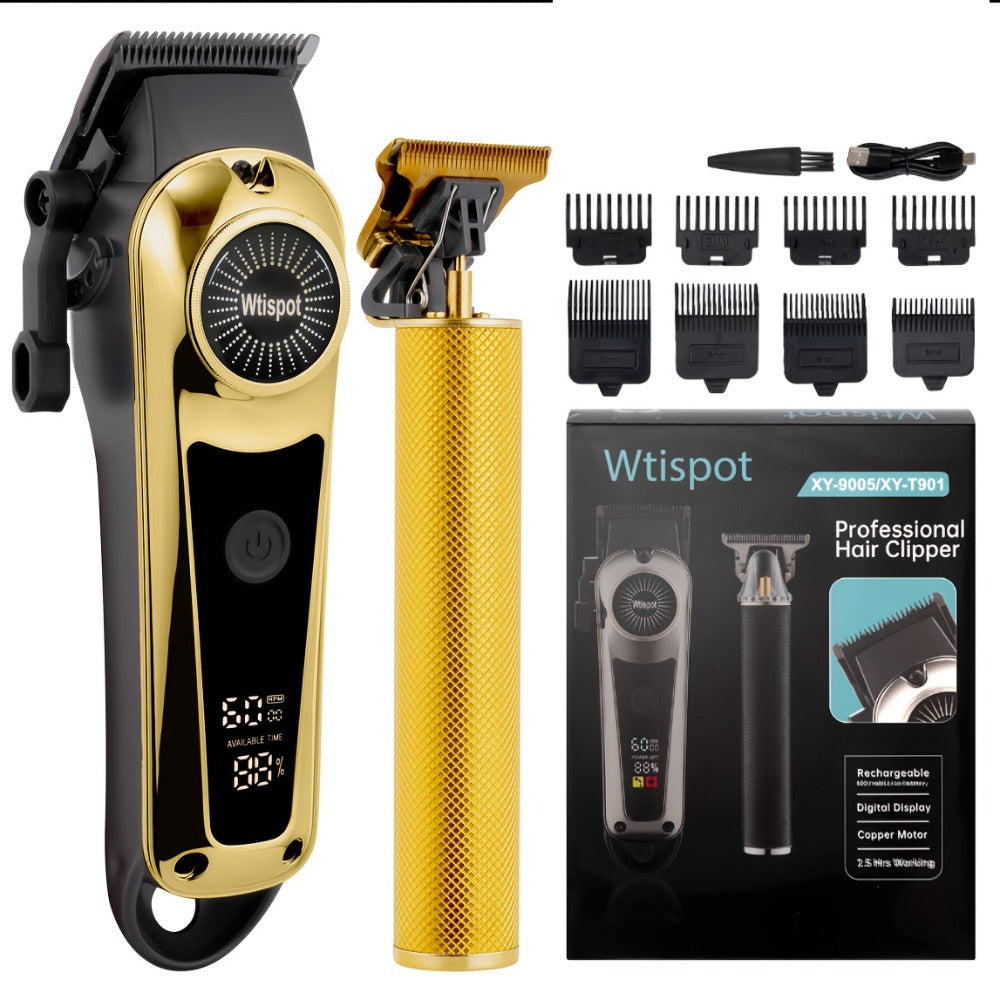 Cordless Hair Clipper & Beard Trimmer Set for Men — USB Rechargeable with Battery Indicator, 4 Comb Attachments, Professional Home Barber Kit for Hair Cutting & Grooming, Travel-Ready Gift for Men