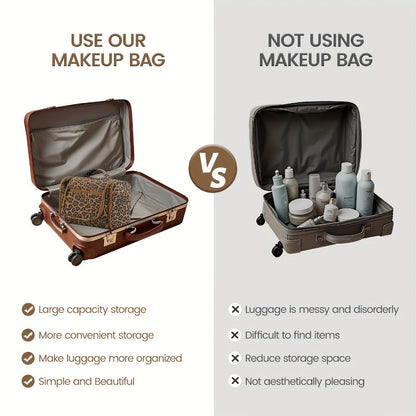 Hanging Toiletry Bag with Hook for Women Men Large Capacity Multi-Pocket Travel Shower Bag Cosmetic Makeup Organizer for Hotel Gym Camping 7 Prints Pink Black Leopard