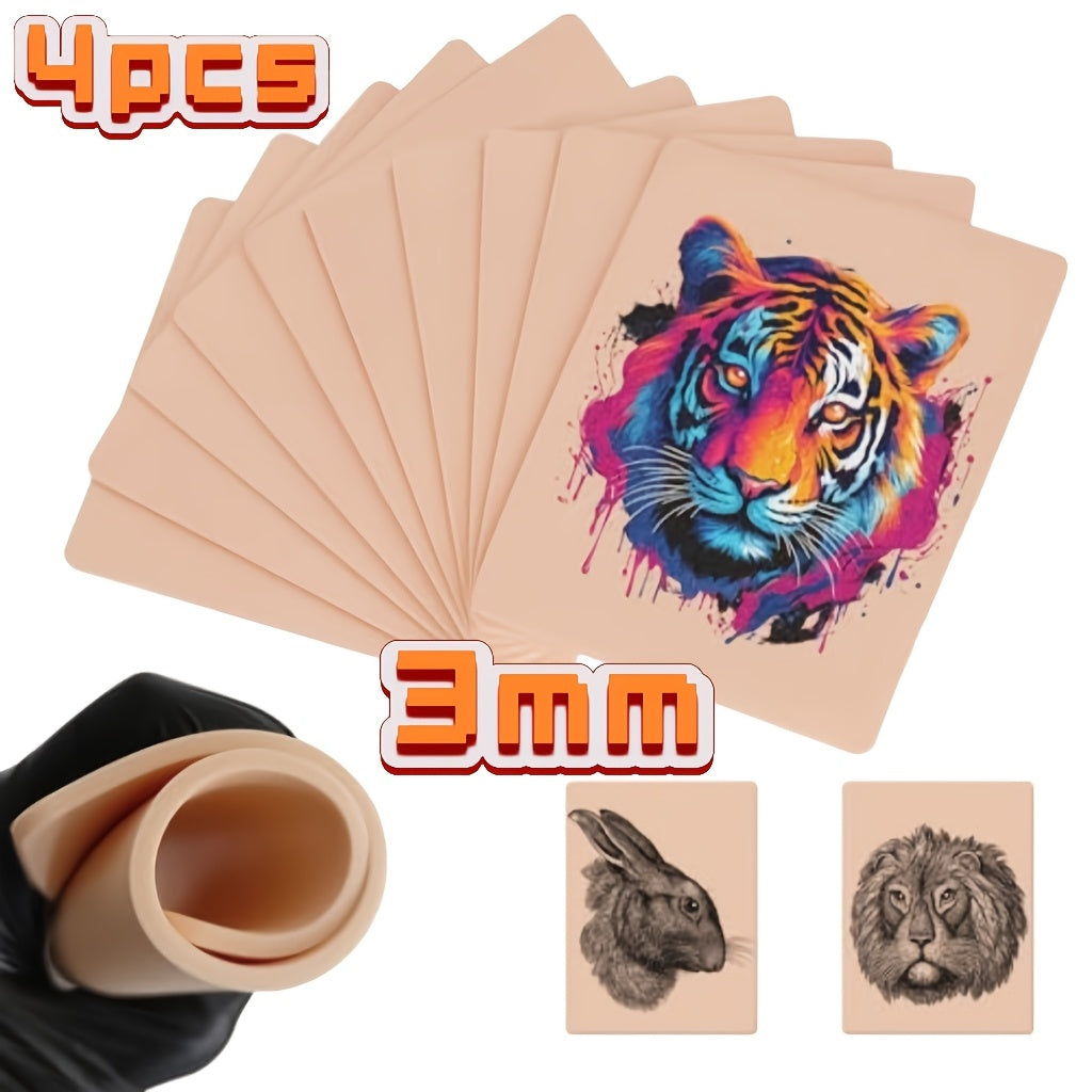 Silicone Tattoo Practice Skin 3mm Thick Double-Sided Fake Skin for Beginners & Professional Artists - Line Work Shading Outlining Eyebrow Eyeliner PMU Training Sheets