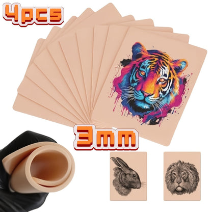 Silicone Tattoo Practice Skin 3mm Thick Double-Sided Fake Skin for Beginners & Professional Artists - Line Work Shading Outlining Eyebrow Eyeliner PMU Training Sheets
