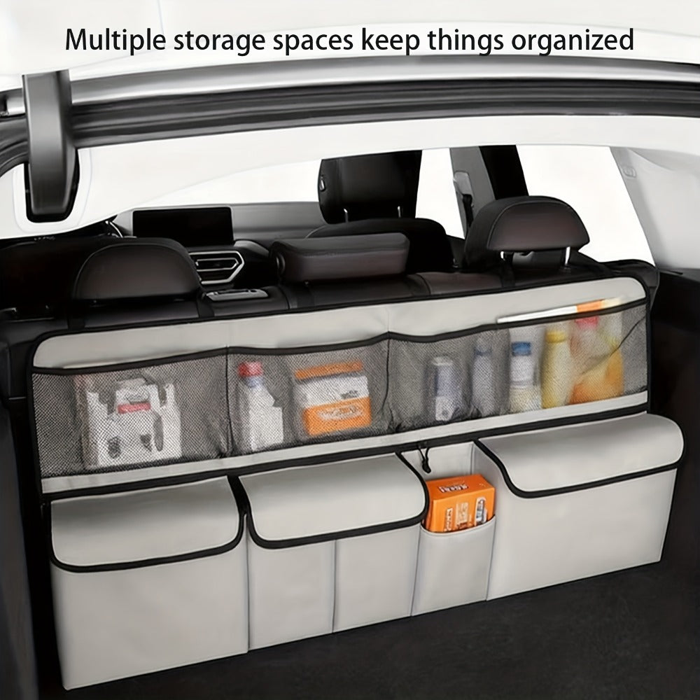 Car Trunk Organizer Bag - High Capacity Oxford Cloth Rear Seat Storage with Adjustable Dividers & Storage Pockets, Universal Fit for Cars, SUVs & Trucks