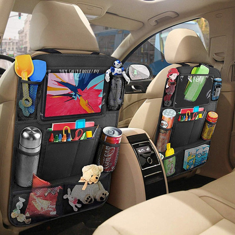 [Car Seat Storage Bag] Durable Car Seat Back Storage Bag, Foldable Storage Bag With Multiple Compartments For Tablets, Smartphones, Soda Cans & More, Ideal For Travel, Car Storage Organizer, Backseat Storage, Perfect For Room Organization