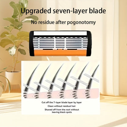 Safety Razor for Men 7-Layer Progressive Blades — Non-Slip Stainless Steel Handle Classic Double Edge Razor for Beard & Mustache Grooming, 1 or 2 Handle + 15–36 Blade Pack Options