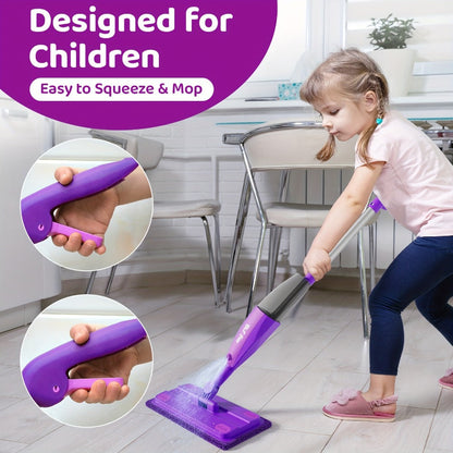 Kids Spray Mop Toy with Water Sprayer – Pretend Play Housekeeping Kit for Floor Cleaning | STEM Educational Toy, Birthday Gift for Boys & Girls Ages 3 4 5 6 7 8