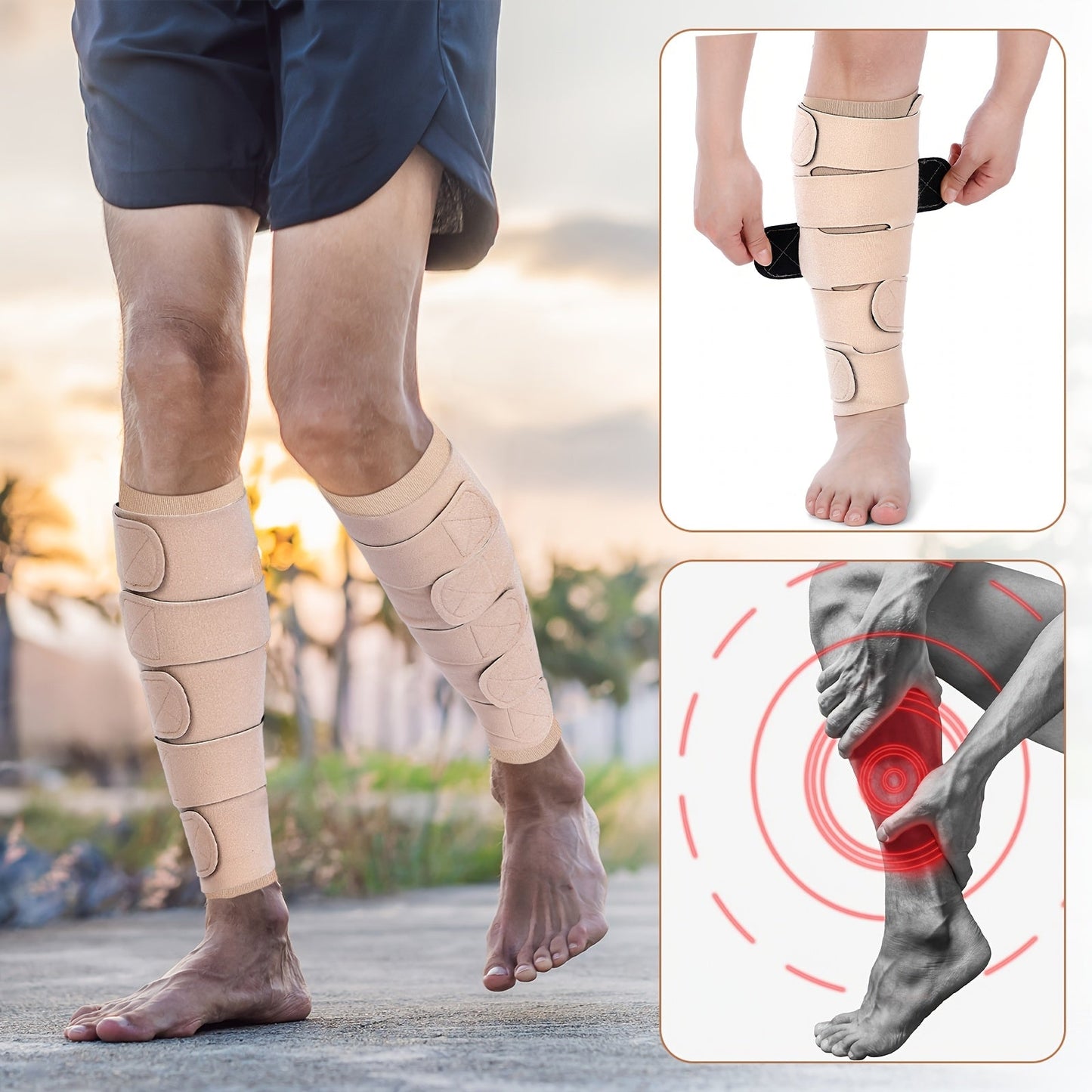 Compression Leg Wraps 3 Pairs - Adjustable Lower Leg Wrap for Lymphedema, Shin Splints & Calf Support, Breathable Non-Slip Compression Bandage for Men Women, Swelling Relief Leg Sleeve Wrap Set