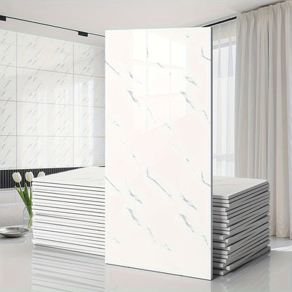 Marble Pattern Wall Stickers Vinyl Decals Oversized Glam Style Self Adhesive High Gloss Removable Wallpaper for Kitchen Bathroom Living Room Office Home Decor 20 40 Pieces Multiple Colors