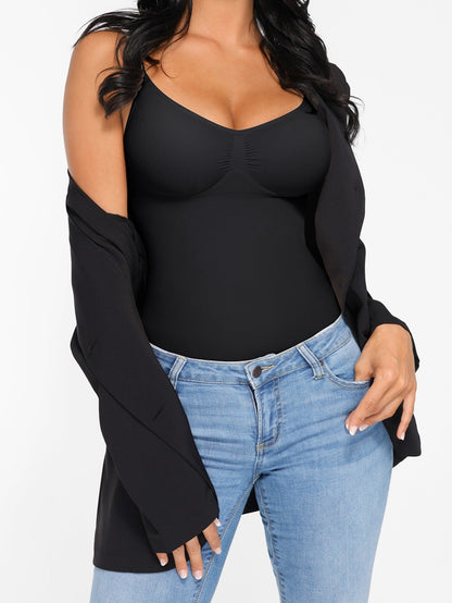 Women's Tummy Control Shapewear Camisole - Solid Color Body Smoothing, Black