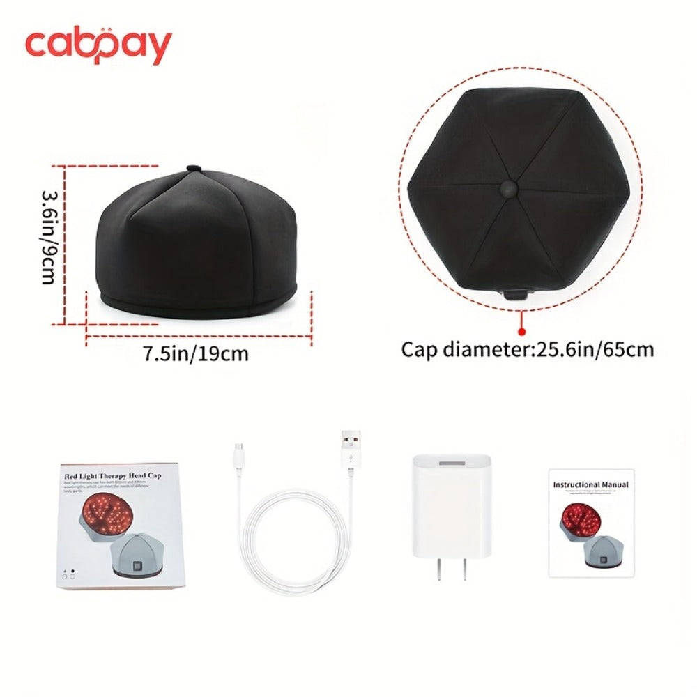 Red Light Therapy Cap for Hair Growth & Scalp Care – 120 LEDs, 630nm Red Light & 820nm Near Infrared, Wearable LED Hair Therapy Helmet, Father's Day Gift for Men & Women, Black & Gray