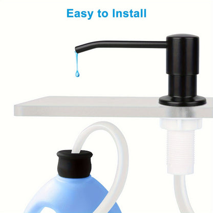 Sink Soap Dispenser Stainless Steel Built-In with 47" Extension Tube Kit – 360° Rotating Pump, No Refill Bending, Deck Mounted for Kitchen Bathroom Laundry & RV Sinks, Easy Press Hand Pump