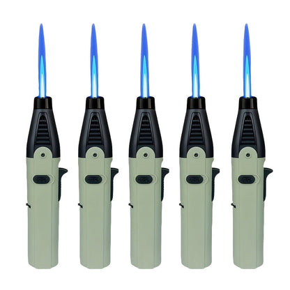 Windproof Torch Lighter 5 Pack Outdoor Butane Gas Lighter Set 1300 1800 Degree Blue Flame Safety Lock Gift Box Camping BBQ Candle Fireplace Butane Not Included