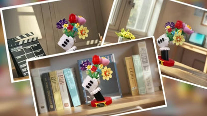 DIY Flower Bouquet Building Blocks Set with Display Stand – Multicolor Brick Flower Maker Home Decor Never Wilts Mother's Day Valentine's Day Christmas Birthday Gift for Her Women Girls