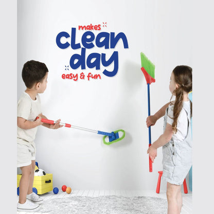 Kids Cleaning Set 4 Piece Toy Broom Mop Brush Dustpan – Pretend Play Housekeeping Kit for Toddlers Boys Girls | Develops Fine Motor Skills & Responsibility | Best Birthday Christmas Gift Ages 3+