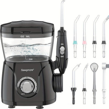 Water Flosser for Teeth & Braces 600ml Large Tank – 10 Adjustable Pressure Levels 8 Nozzles IPX4 Waterproof Professional Oral Irrigator Desktop Electric Dental Flosser for Adults Family