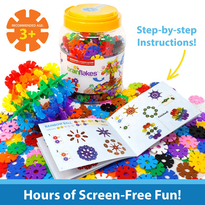Brain Flakes Interlocking Disc Building Set 500 Pcs – STEM Construction Toy Kids Ages 3+ Creative Disc Blocks Storage Jar BPA-Free Safe Educational Birthday Christmas Gift Boys Girls