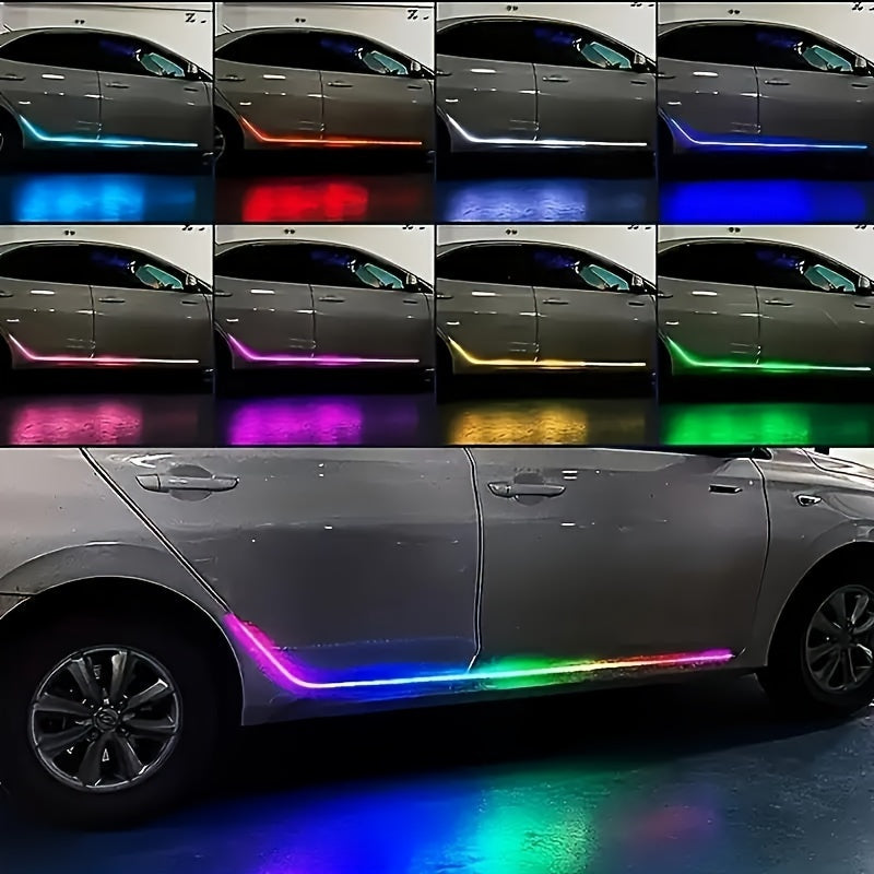 2pcs 60in RGB LED Door Pedal Light Strip - Neon Decorative Light with Remote Control, USB Powered, Battery Free - Suitable for Racing Effect On Cars, Trucks, And Pickups