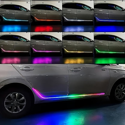 2pcs 60in RGB LED Door Pedal Light Strip - Neon Decorative Light with Remote Control, USB Powered, Battery Free - Suitable for Racing Effect On Cars, Trucks, And Pickups