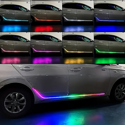 2pcs 60in RGB LED Door Pedal Light Strip - Neon Decorative Light with Remote Control, USB Powered, Battery Free - Suitable for Racing Effect On Cars, Trucks, And Pickups