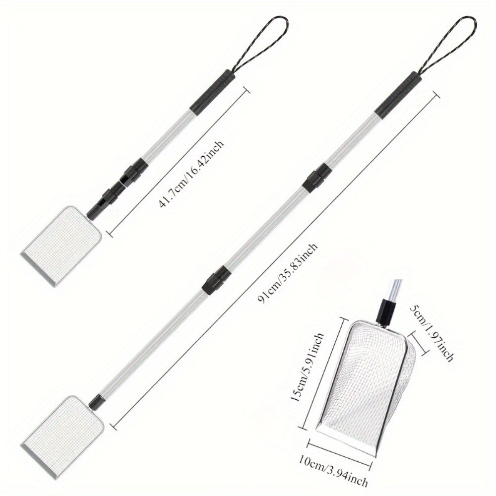 Stainless Steel Beach Sand Sifter with Retractable Telescopic Handle – Portable Sand Sieve for Treasure Hunting, Shell & Conch Collecting | Beach Tool for Kids & Adults, Doubles as Cat Litter Scoop