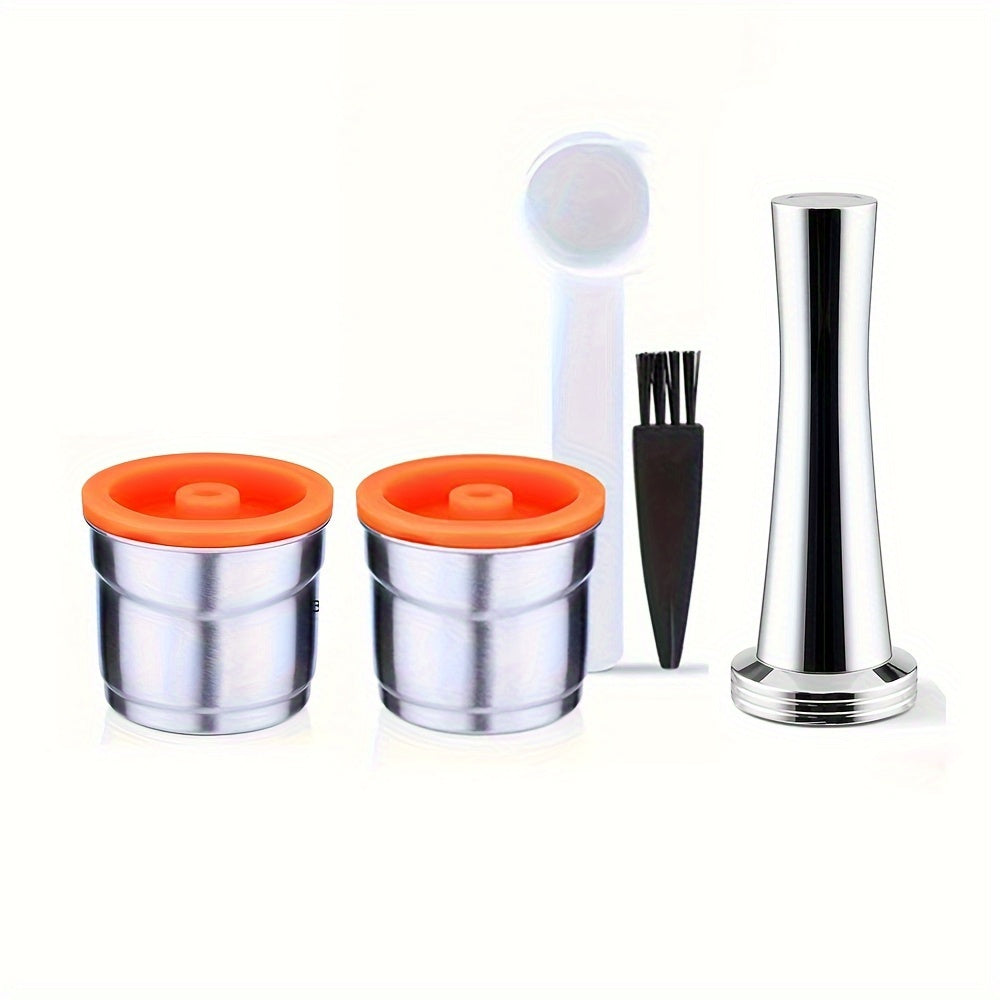 Reusable Coffee Filter Capsule for Illy Y3.2 & X7.1 Machines, Stainless Steel Refillable Coffee Pod Cup with Tamper, Eco-Friendly Reusable Espresso Capsule Accessory