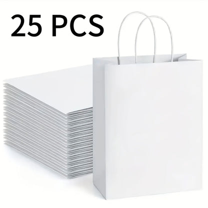 Paper Bags with Handles Bulk - Kraft Paper Gift Bags 25/75/100/300 Pcs, Black White Brown Reusable Shopping Bags for Small Business Retail, Birthday Party, Graduation, Easter Gift Wrapping Packaging