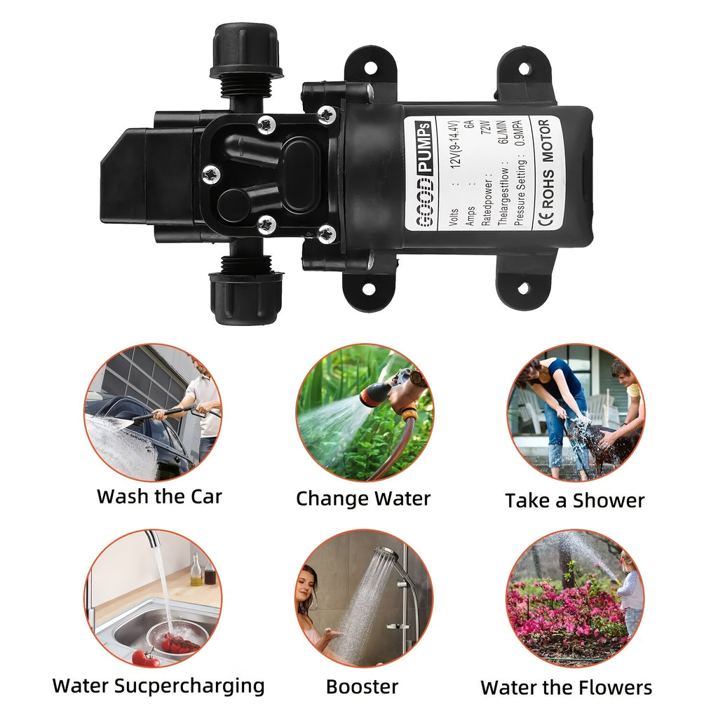 1/2/3pcs 12V Self Priming Sprayer, 130PSI High Pressure Portable Electric Water Pump, Durable ABS Material, for Camper Van, Car Wash, Tap Water Pressurization, Fish Tank, Bath, RV, And More, Without Battery