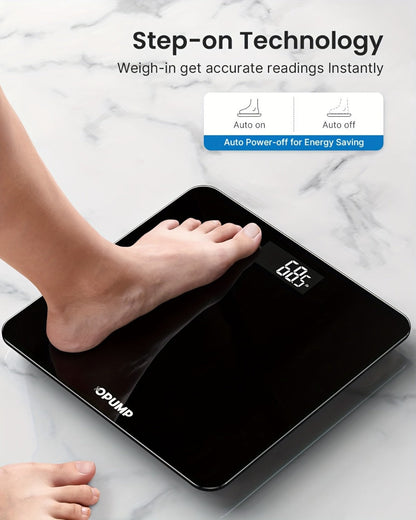 OPUMP Bathroom Scale 400lb – Highly Accurate Digital Body Weight Scale with Backlit LED Display, Batteries Included, Measures up to 400lb/180kg, Multiple Colors – Black Marble, Bronze, Sapphire & More