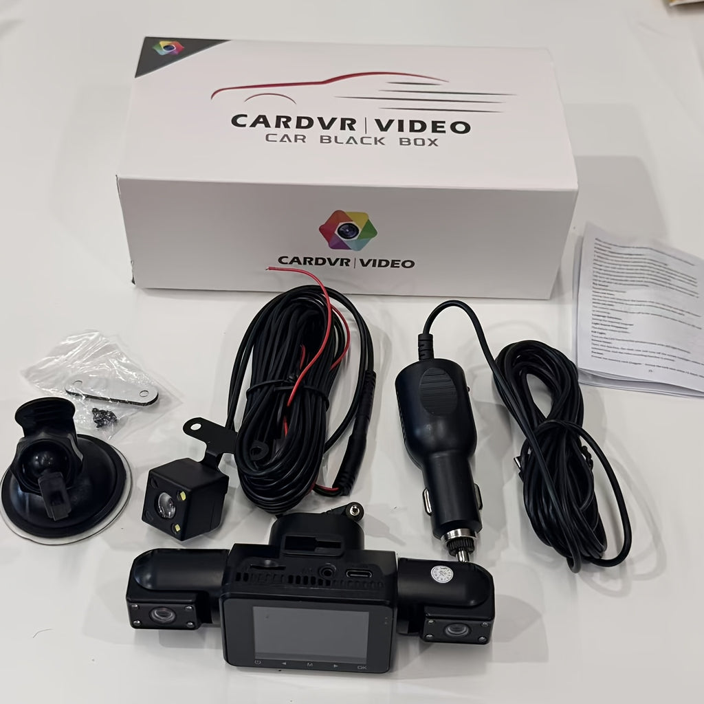 Multi-Angle Dash Cam with Four Lenses (Front, Rear, Left, Right), 1080P HD, Wide-Angle Lens, Night Vision, 24-Hour Parking Mode (Memory Card Not Included)