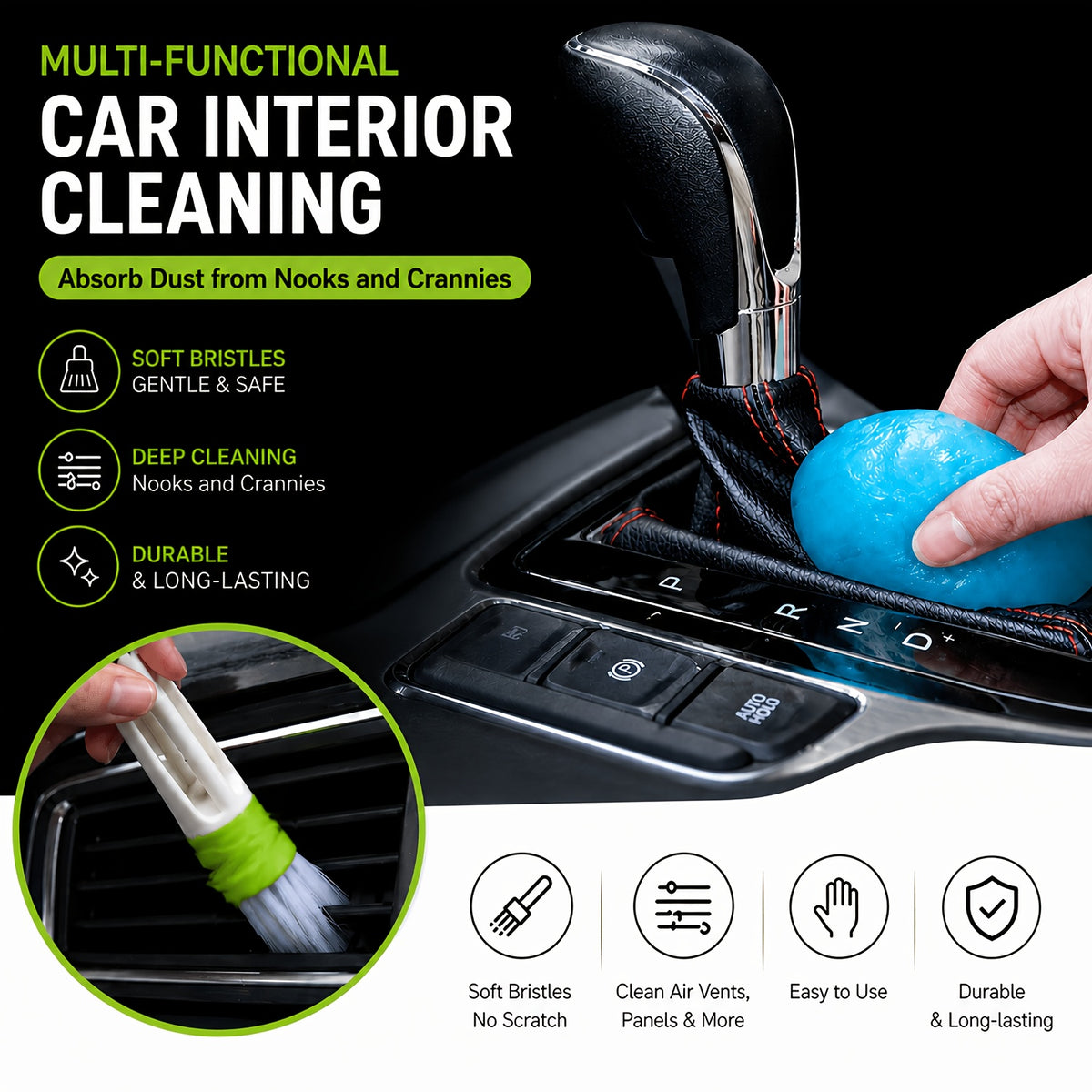 46pcs Car Cleaning And Washing Kit, Internal Detail Cleaning Kit, Equipped with High-power Handheld Vacuum Cleaner, Foldable Bucket, Windshield Tool, Snow Shovel, Tire Brush, Complete Set Of Car Care Tools, Holiday Gift for Family