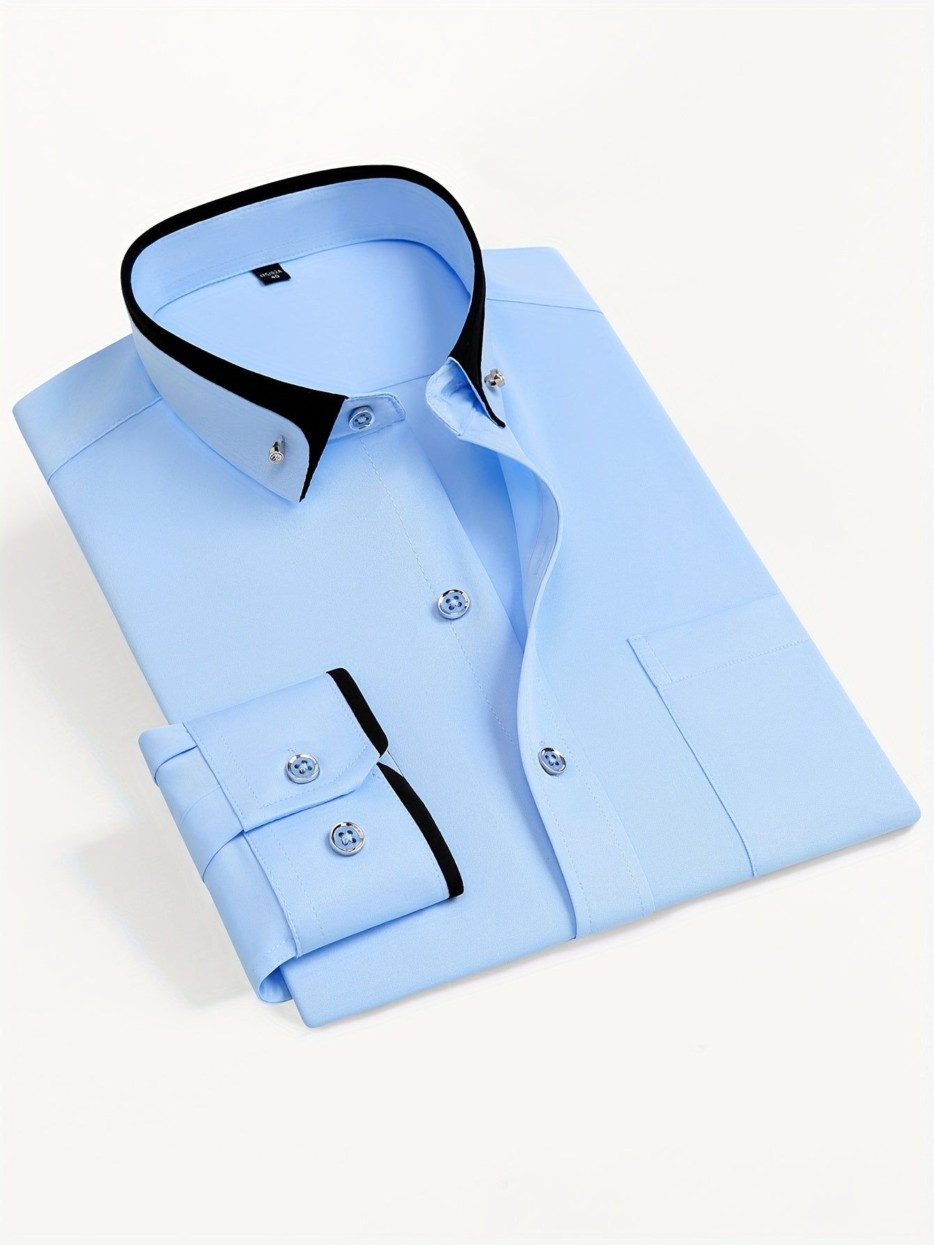 Men's Colorblock Long Sleeve Dress Shirt - Wrinkle Resistant