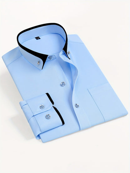 Men's Colorblock Long Sleeve Dress Shirt - Wrinkle Resistant