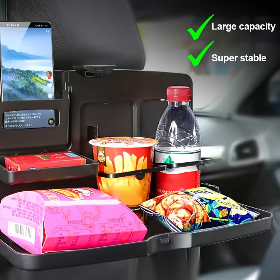 1pc a Versatile And Collapsible Tray for The Back Seat of a Car - a Robust Storage Organizer Featuring a Cup Holder And a Slot for a Phone - Ideal for Suvs, Sedans, And Compact Minivans - a Portable Table And Laptop Desk for Passengers in The Rear