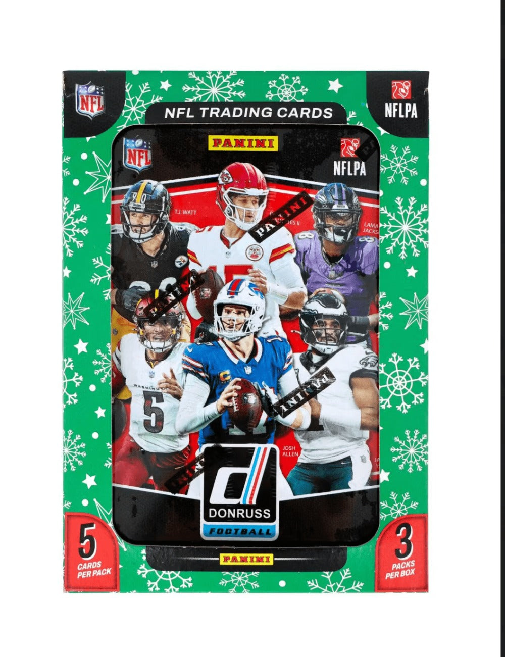2025 Panini Donruss Football Holiday Tin + Jumbo Value Pack Bundle – 3 Exclusive Press Proof Purple Cards, 400-Card Base Set, Gridiron Kings & Rookie Hits for NFL Collectors