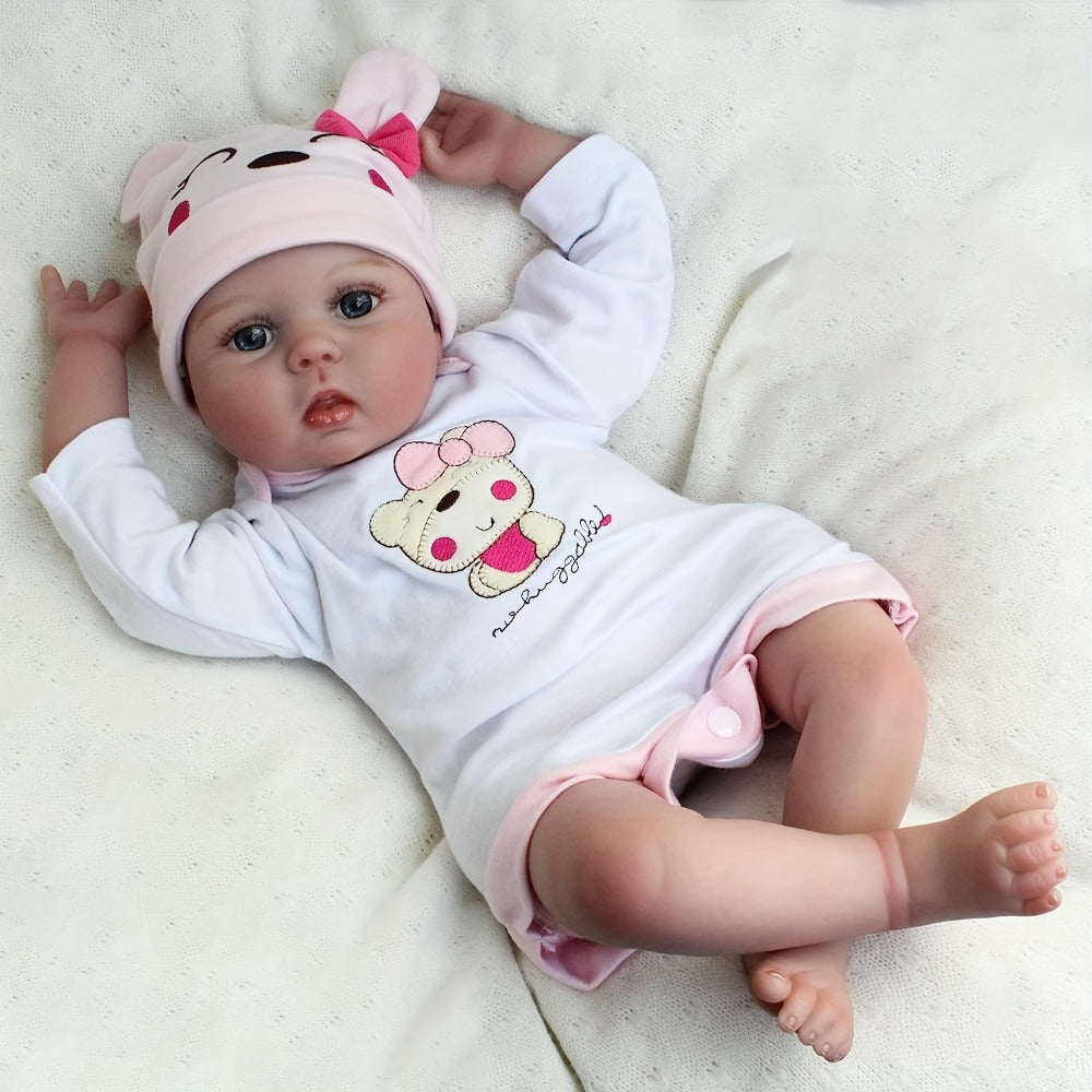 Cloth Body Reborn Baby Doll 22 Inch Soft Vinyl Limbs Sleeping Princess Newborn Girl with Cute Outfit Pacifier Bottle Birth Certificate – Huggable Lifelike Baby Doll Gift for Girls Boys Birthday Christmas