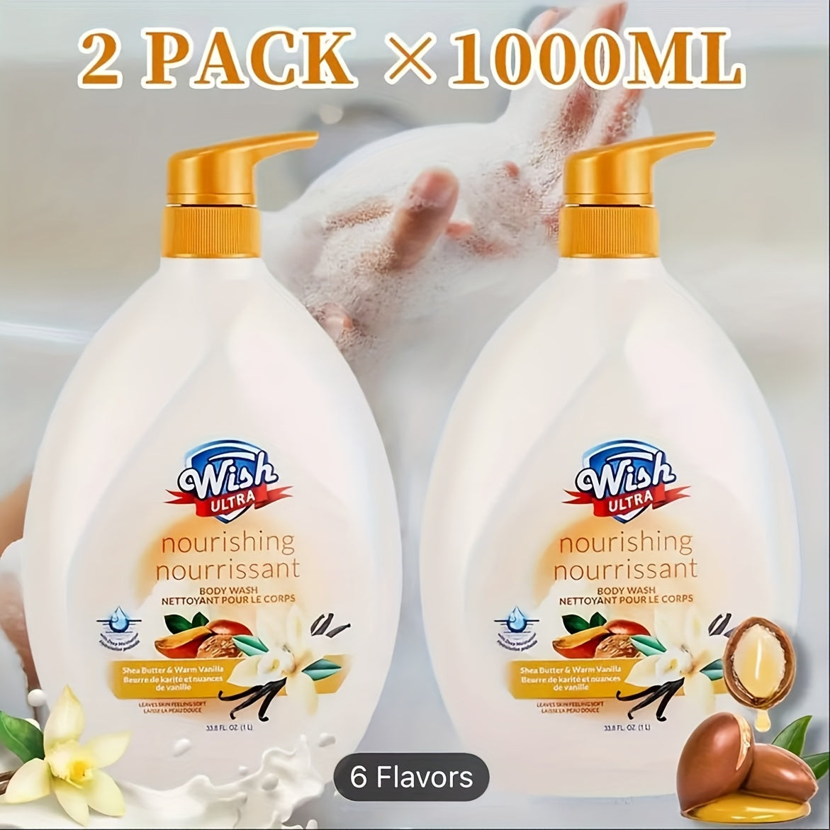 Vitamin E Body Wash for Women & Men Deep Cleansing Blackhead Removal Dead Skin Exfoliating Long-Lasting Fragrance Shower Gel Multiple Scents Cucumber Melon Peach Coconut Shea Butter Single & 2-Pack