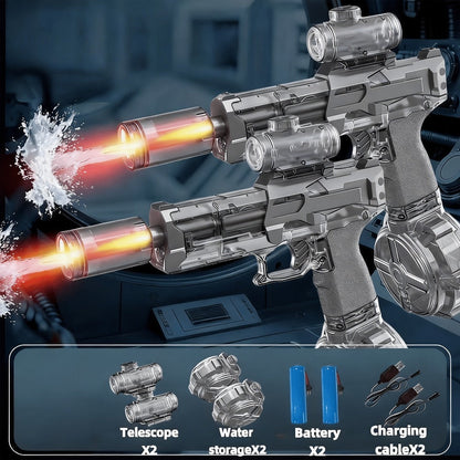Automatic Water Gun 2 Pack for Kids with LED Lights – High-Speed Ultra-Long Range Squirt Gun Set for Boys & Girls, Summer Outdoor Toy & Best Birthday Gift