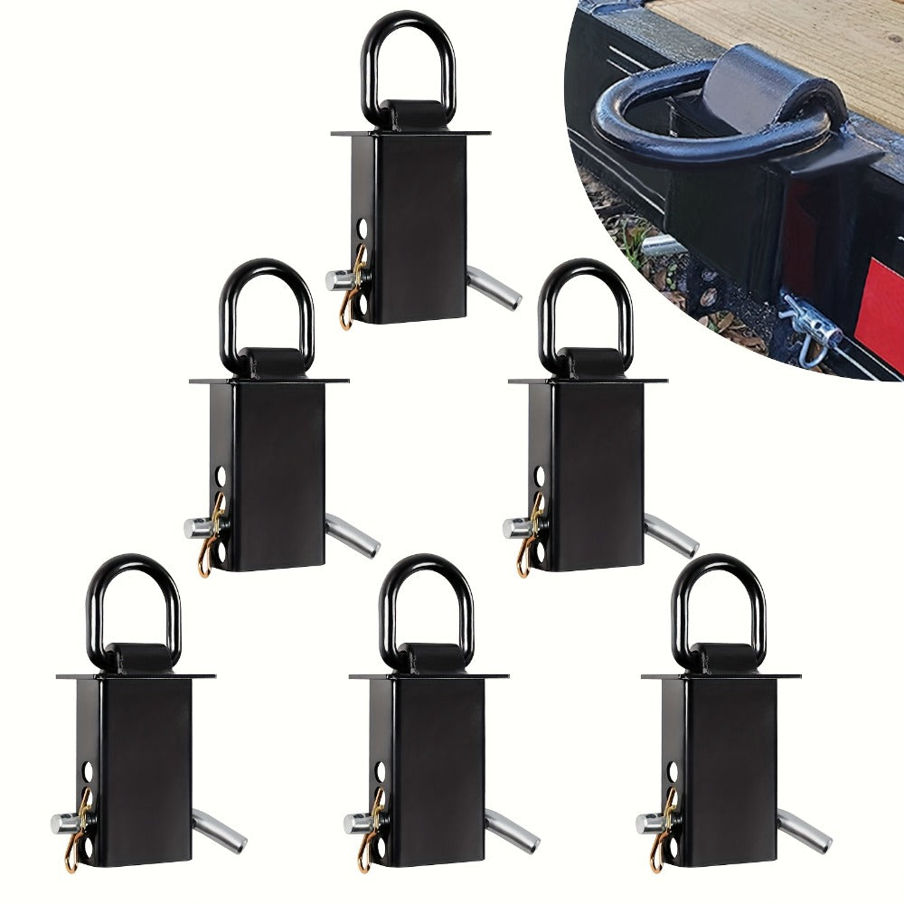 Stake Pocket D-Ring Tie Down 12,000 lbs Breaking Load Heavy Duty Flatbed Truck Trailer Cargo Anchor – Adjustable 2"x4" Universal Fit, Black & Zinc Coated, 2-12 Pack
