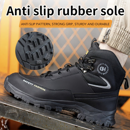 Men's Steel-Toe Work-Style Boots - Rubber Traction Sole and Cushioned Insole