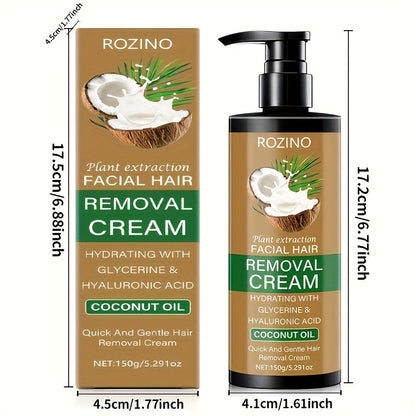 Semi Permanent Hair Removal Cream – Coconut Formula 150g, Use Once for 3-Month Effectiveness, Instant Non-Irritating Smooth & Residue-Free Depilatory for Face, Lips, Armpits, Legs & Private Areas