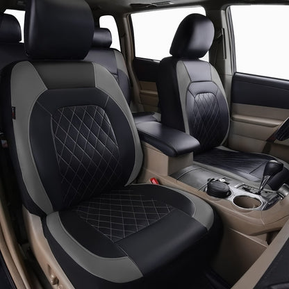 Nappa Leather Car Seat Covers Full Set 5 Seat – Front & Rear Bench Cover, Scratch-Proof Universal Fit for SUV Truck Jeep, Car Interior Accessories, Red / Blue / Black / Gray