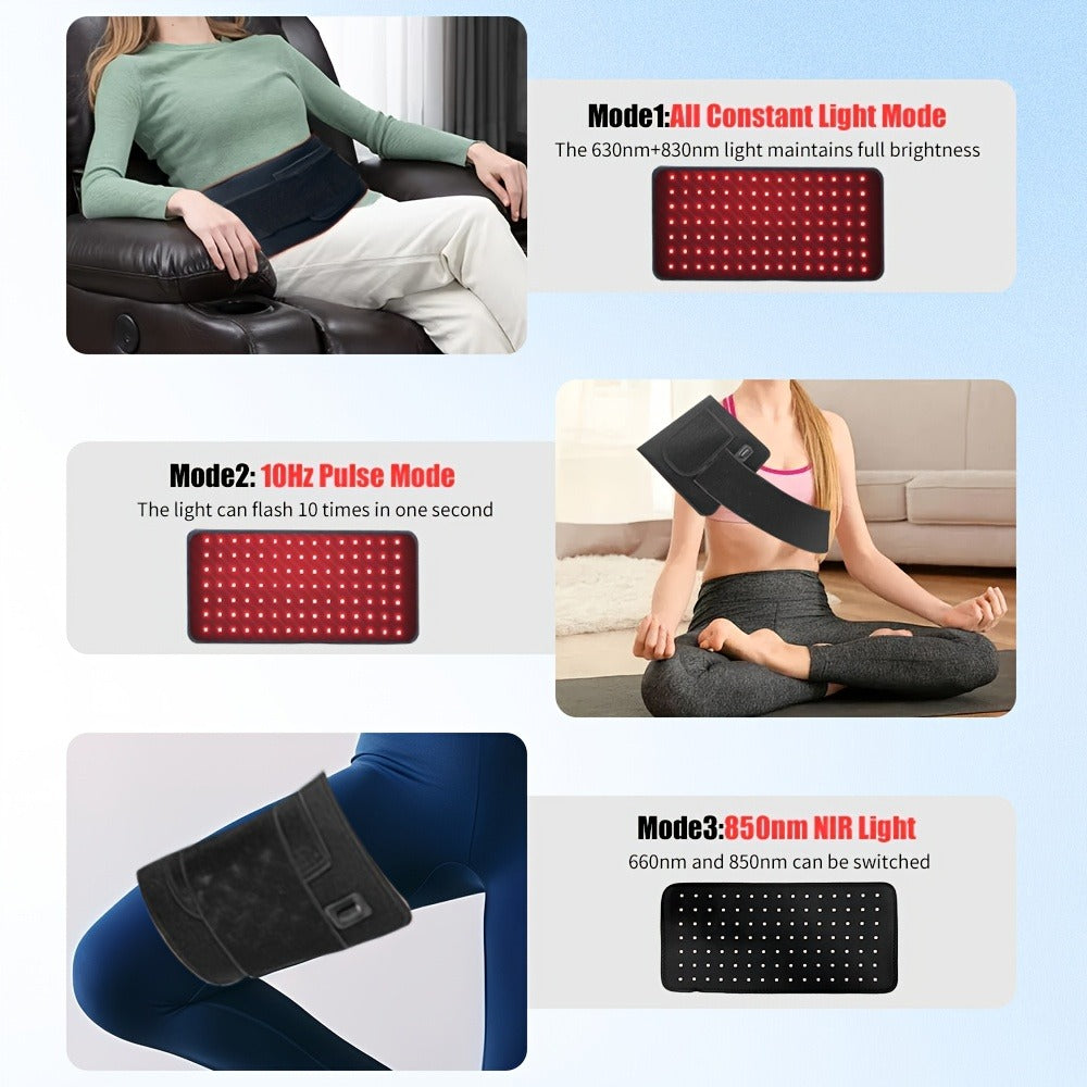 Red Light Therapy Pad Wearable Wrap with Timer – Low Voltage Portable Infrared Light Device for Back, Waist, Shoulder & Knee Pain Relief, At-Home Body Recovery Wrap, Father's Day Gift, Black