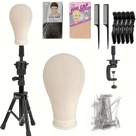 Mannequin Head Wig Stand Set with Adjustable Tripod 22 Inch Cosmetology Manikin Head for Wigs Styling Practice Display Pink Black White Home Salon Beauty School Hair Cutting