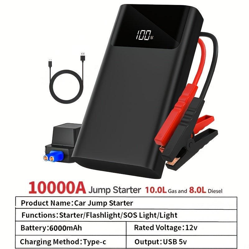 Car Emergency Start Power Supply with Air Compressor, RV Car Emergency Start Power Supply 12V Car Emergency Starter, Portable Car Starter with LED Light, RV Emergency Power Supply Products, Car Jumper Starter